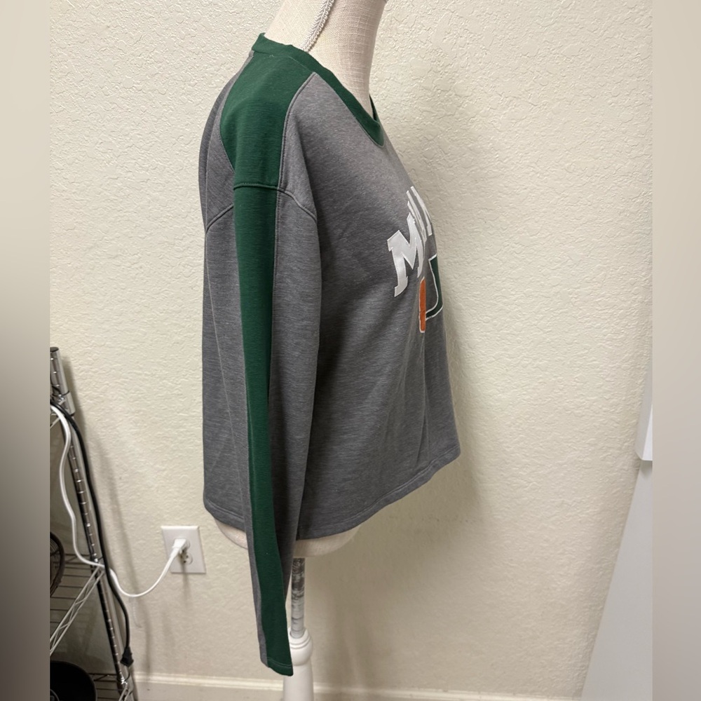 FANATICS Miami Gray and Green Long Sleeve Lightweight Sweatshirt Size Medium - Picture 6 of 9